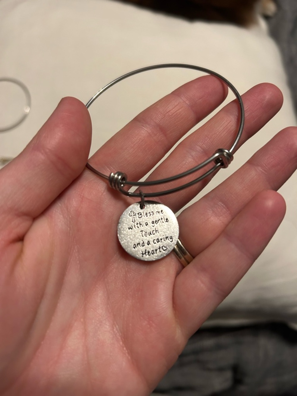 Nursing Silver Tone Charm Bangle Bracelet